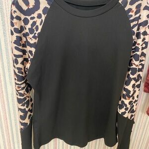 Black and Animal Print Women's Top
